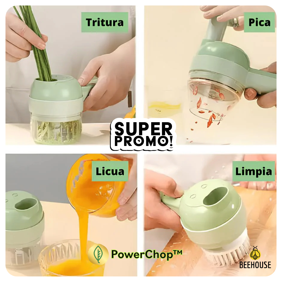 Picadora 4 en 1 PowerChop™ - Cocina en segundos⏱️Sin olor en tus manos👩‍🍳